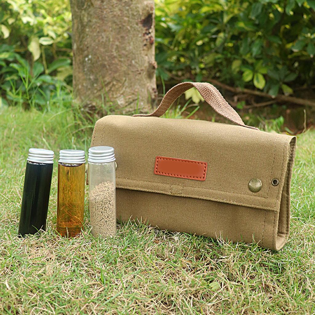 Portable Spice Bag with 10 Spice Jars Seasoning Storage Bag Seasoning Bottle Holder with Condiment Bottle Set for Outdoor Camping BBQ