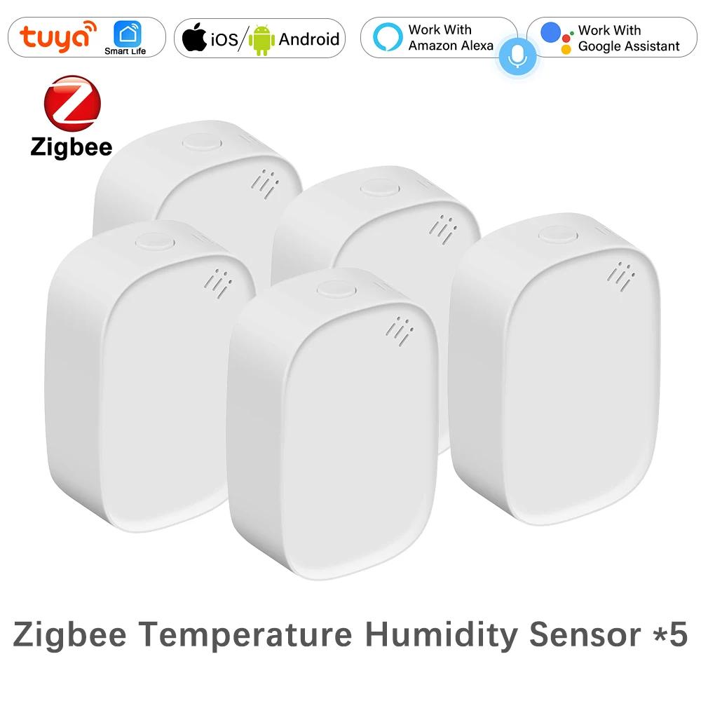 Tuya Zigbee Smart Temperature and Humidity Sensor Detector Battery Powered ZigBee Hub App Monitoring Work With Alexa Google Home
