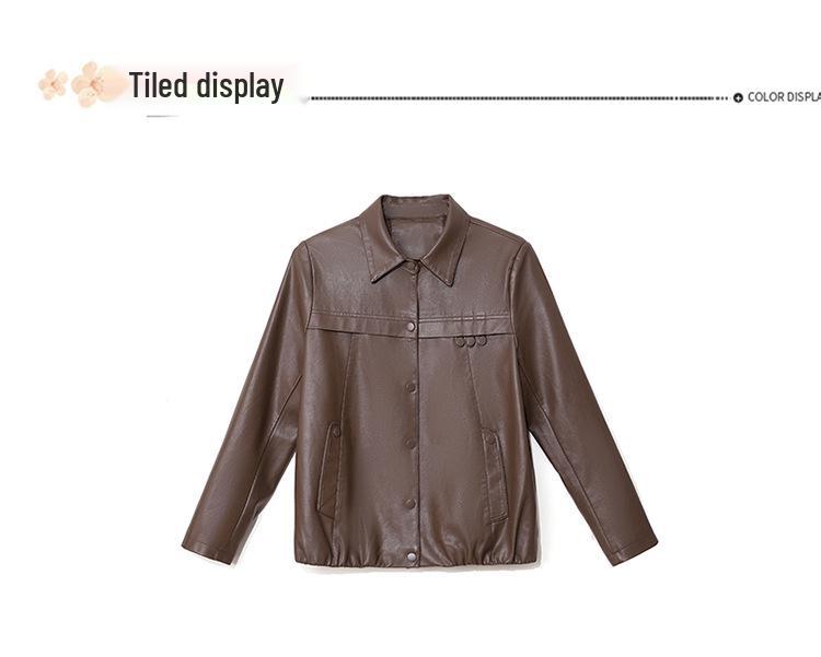 Spring & Autumn PU Leather Jacket for Middle-Aged Ladies - 2025 Style