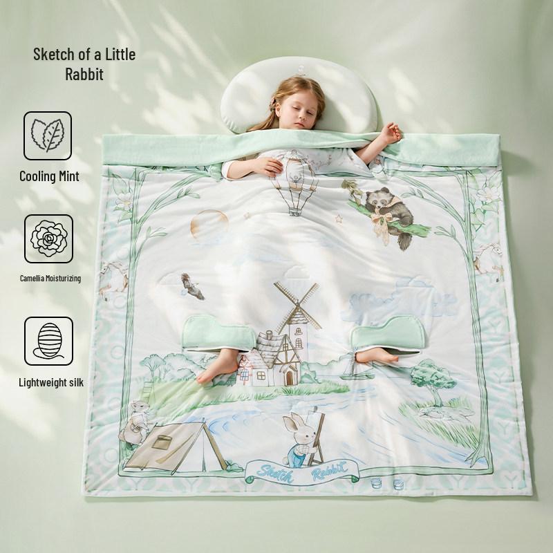 European Baby Summer Quilt - Lightweight Plant Fiber Anti-Kick Sleeping Bag for All Seasons