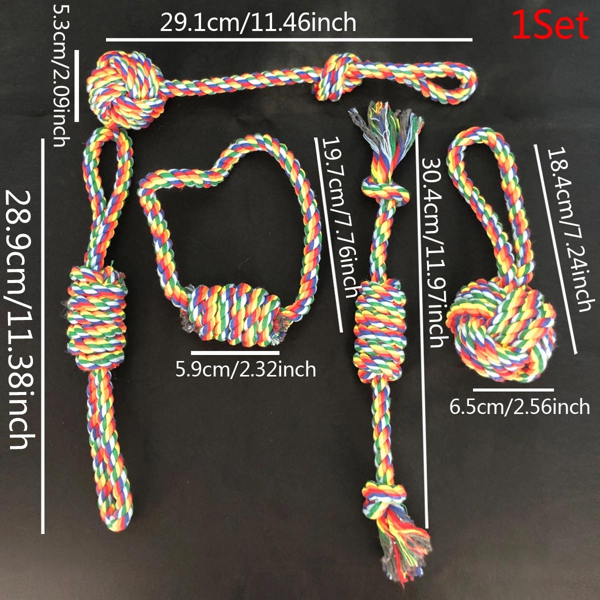 

Durable Dog Rope Toys for Aggressive Chewers 3-Knot Rope Chew Toy Set for Training Teething XS