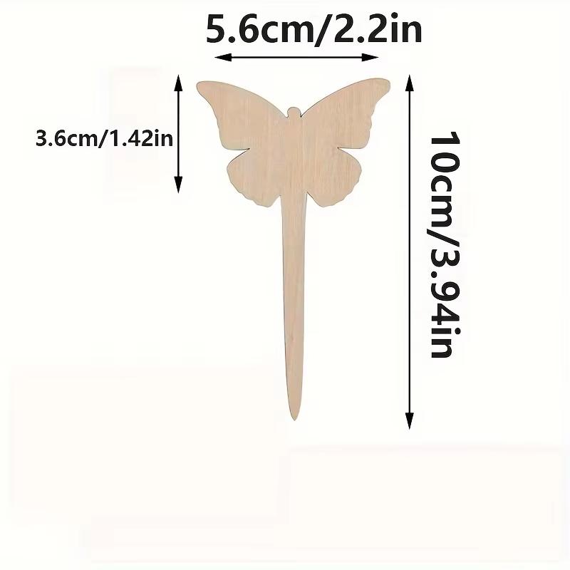 15/20pcs Wooden Garden Flower Butterfly Poplar Multi-signature Signage Wholesale Meat Label Micro-landscape Signage DIY Plug