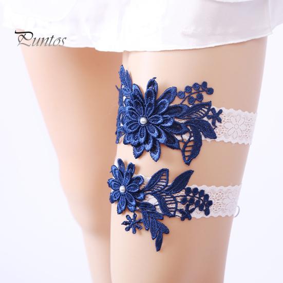 Elegant Embroidery Lace White Garters 1 Pair Faux Bridal Wedding Pearls Decor Bride Elasticity Sweet Style