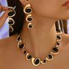 Cold Wind Geometric Pendant Necklace Stud Earrings, Personalized Trend Versatile Suit, Niche Women's High Sense