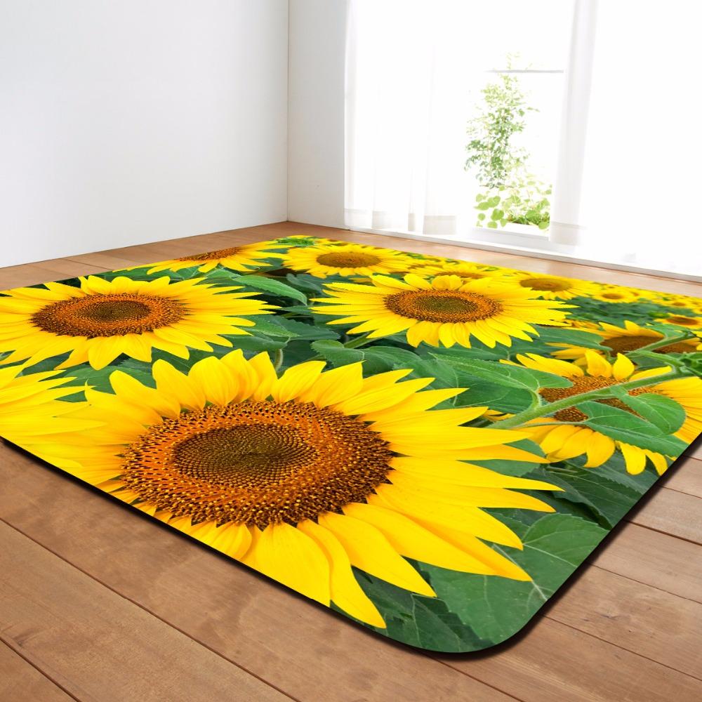 Rose Print Carpet Rose Petals Living Room Area Rug Sunflower Floral Girls Bedroom Carpet Valentine's Day Room Rug Mat Home Decor