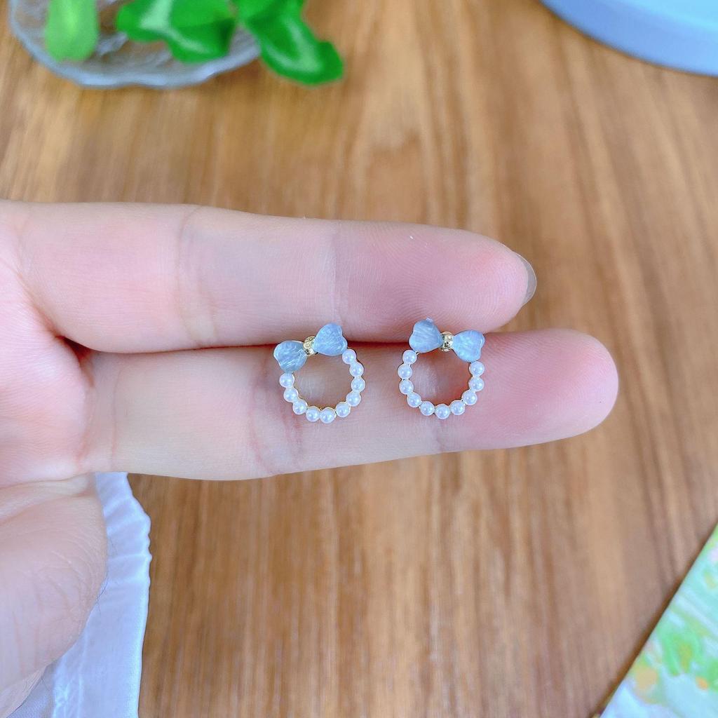 S925 Love Bow Katzenauge Stein Meerjungfrau Anhänger Ohrringe - Süß und Zart