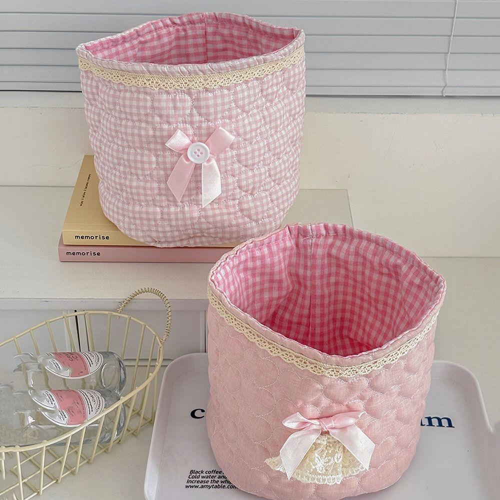 Quilting Cotton Desktop Storage Basket Love heart Storage Frame Cute Organizer Box  Home Decoration