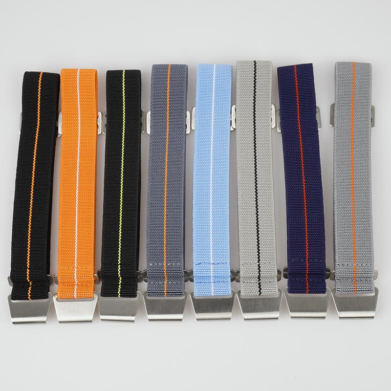 60s French Troops Parachute Bag Elastic Watch Strap 18 20mm 22mm Nylon Watchbands Man's Universal Ballistic Fabric Wristband