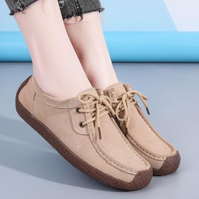 Frühling und Herbst Neue Schnecke Schuhe Große Größe Flache Einzelne Schuhe Sehne Sohle Mutter Schuhe Rindsleder Bean Schuhe