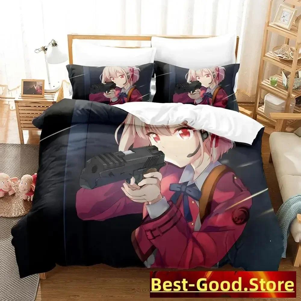 

New Lycoris Recoil Beding Set Single Twin Printed Bed Linen Set With Pilowcase Bed Soft Duvet Cover Single Double Quen Super King-Sized Dimensionsd 135*200cm Eu-Single