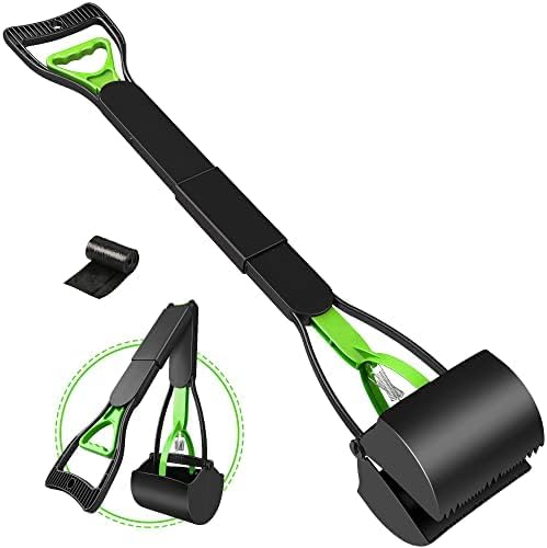 32'' Pooper Scooper for Large Small Dogs, Long Handle Dog Poop Scooper with Waste Bags, Portable Dog Poop Pick Up Tool, Folding Poop Scoop for Yard,