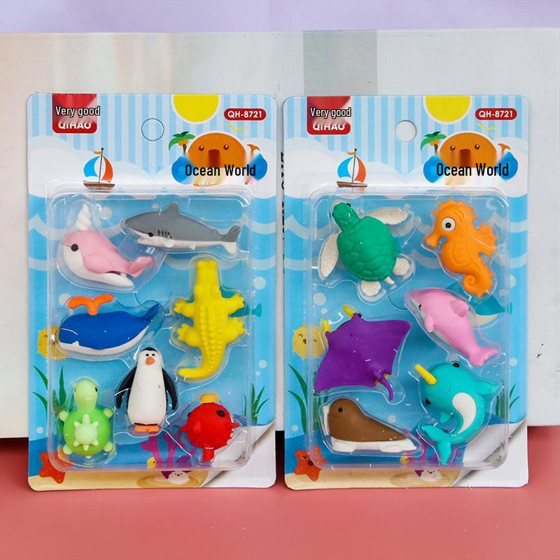 Adorable Cartoon Mini Eraser Set for Students – Perfect Back-to-School Gift
