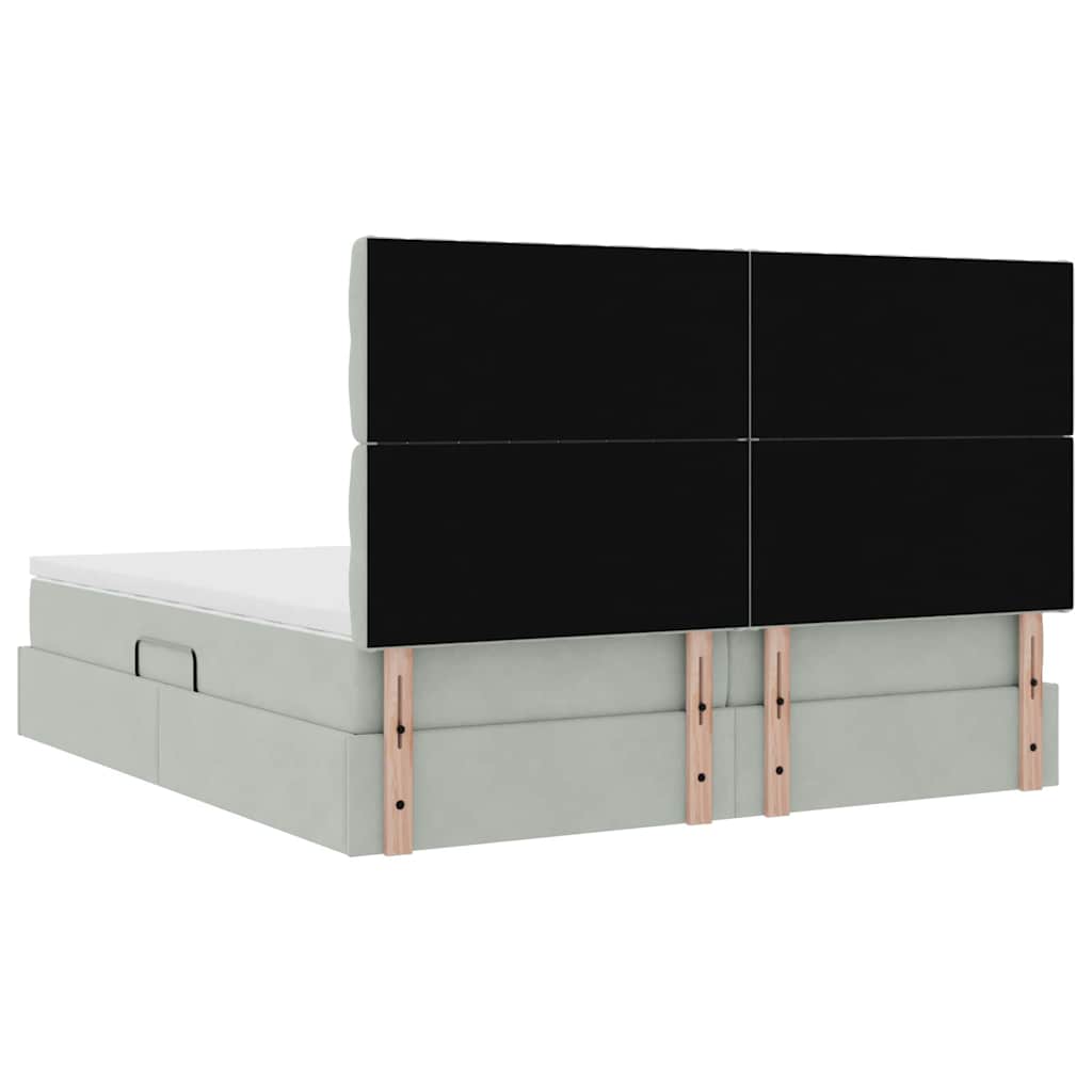 Storage Bed with Mattress Light Grey 200 x 200 cm Velvet