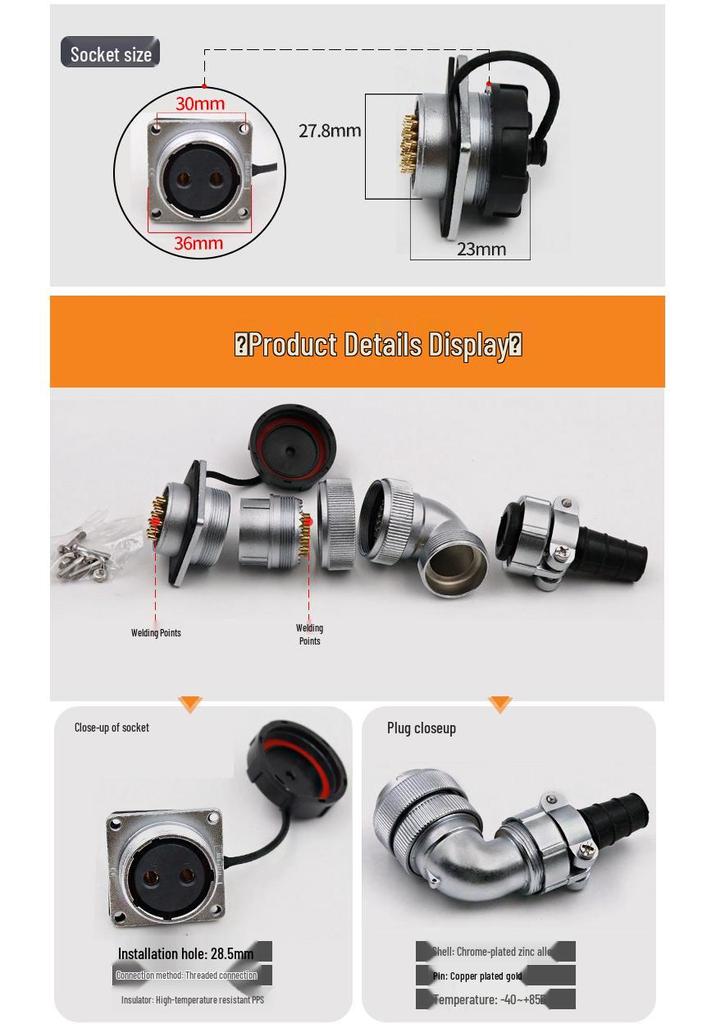 Weipu WF28 Waterproof Multi-core Aviation Plug Connector with Elbow Design