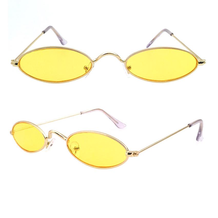 Small Sunglasses For Men Women Cute Sun Glasses Uv400 Narrow Oval Frame Black Yellow Pink Red Lens Sun Glasses
