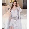 Ice silk pajamas with chest pads, sexy suspender pajamas, nightgowns, two-piece set, ice and snow silk long skirts, backless loungewear women's