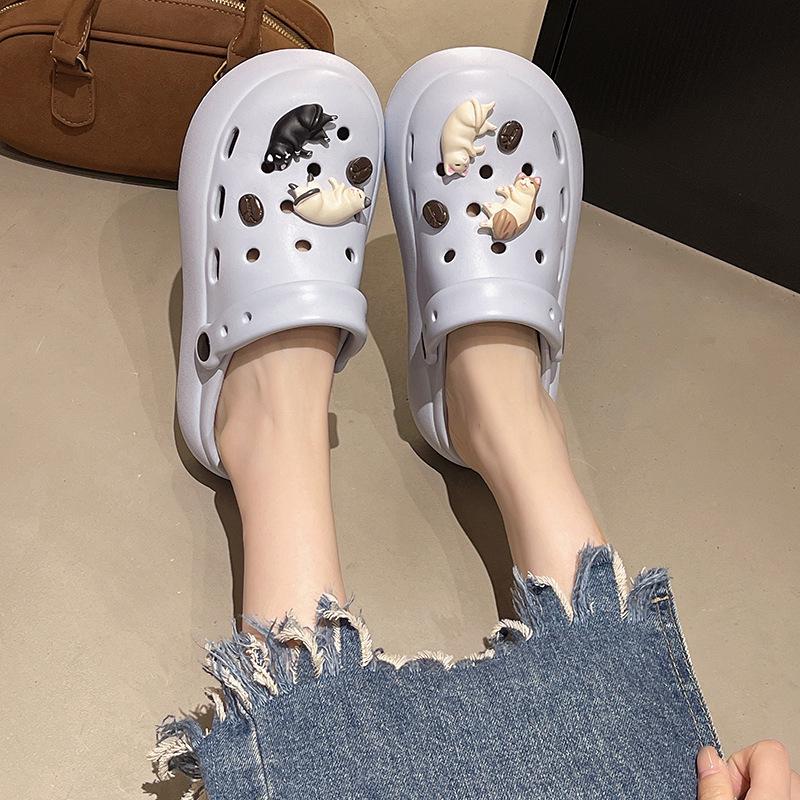 Women's anti-odor EVA sandals slippers home outdoor wear comfortable thick bottom heightening non-slip beach shoes