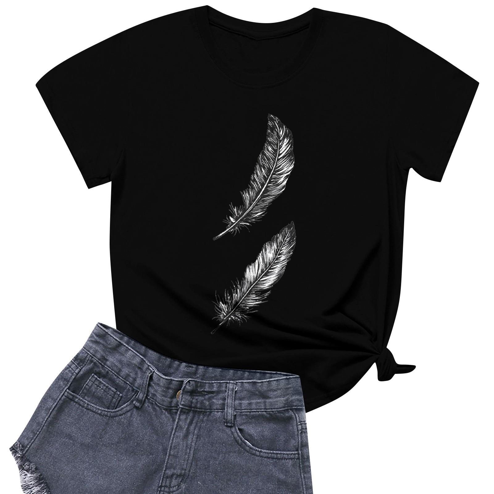 

Женские модные повседневные пуловеры с короткими рукавами и круглым вырезом с принтом S чёрный