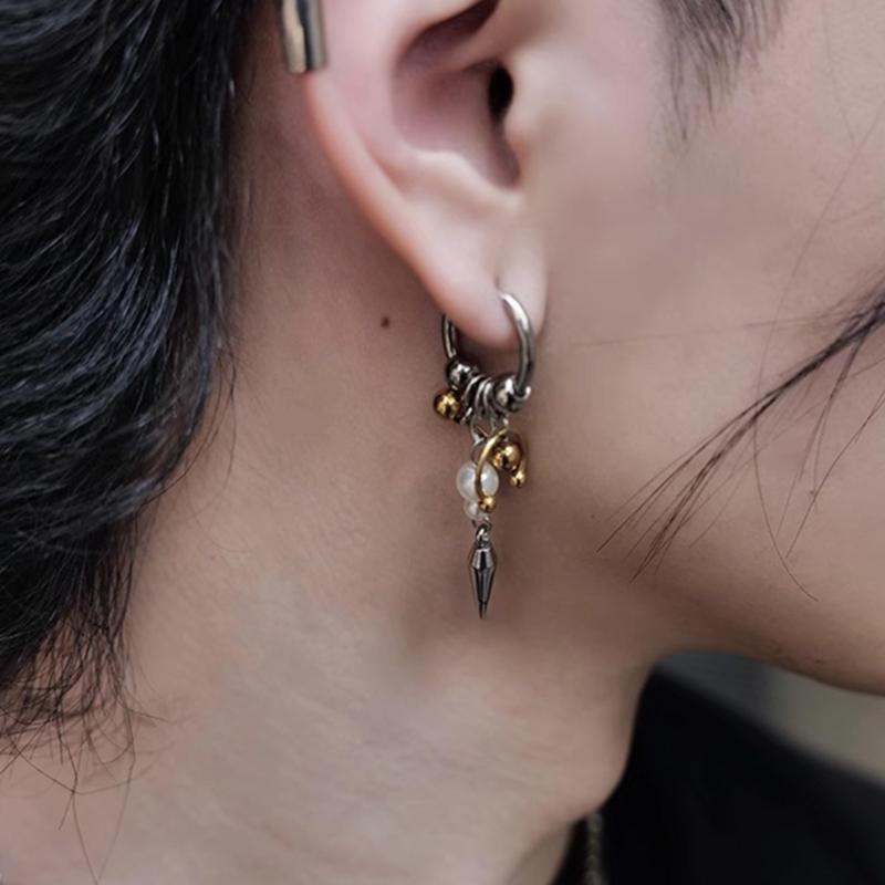 Fashion Forward Conical Pendant Earrings Ear Drop With Detailing Punk Inspired Alloy Jewelry Gift For Her