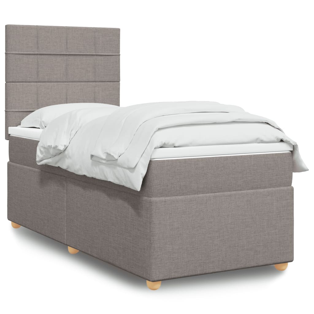 Box Spring Bed with Mattress Taupe 80x200 cm Fabric