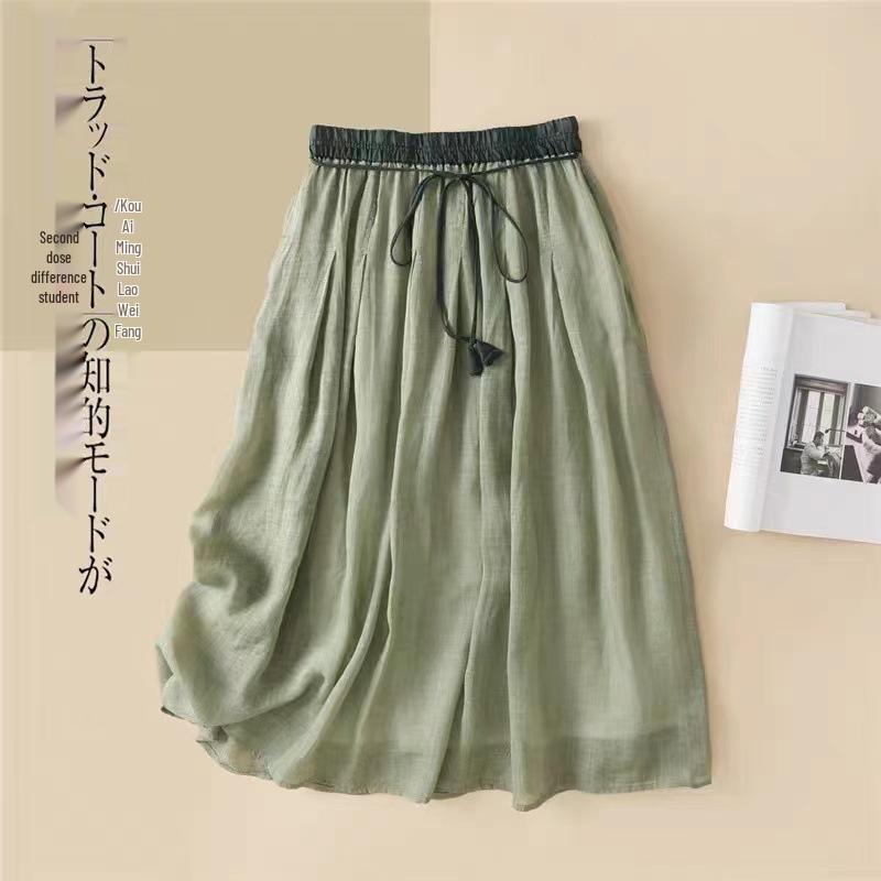 Letní midi sukně s vysokým pasem a strečem s plisovaným designem a třásněmi 2025