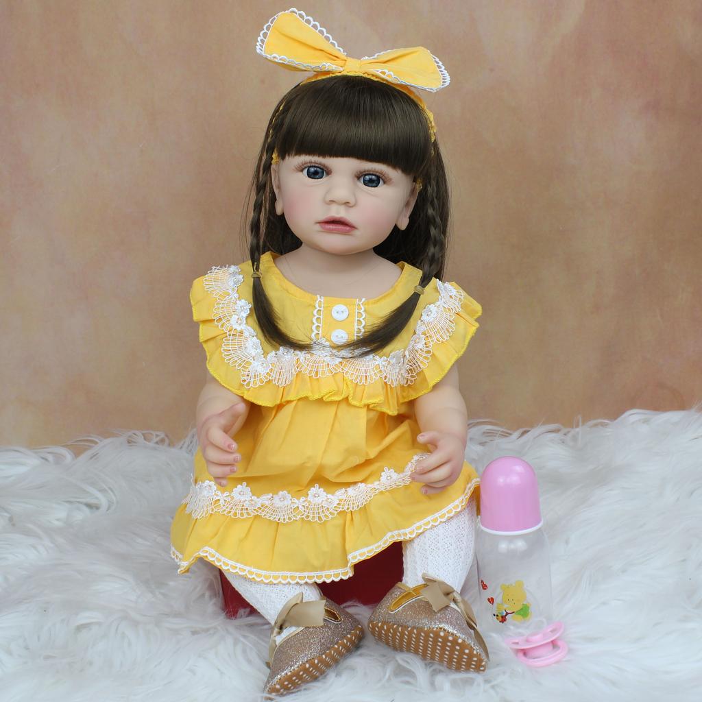 BZDOLL 55CM Neue Volle Silikon Reborn Baby Mädchen Puppe Spielzeug 22 Zoll Vinyl Klassische Dress Up Boneca Geburtstag Geschenk baden Spielzeug