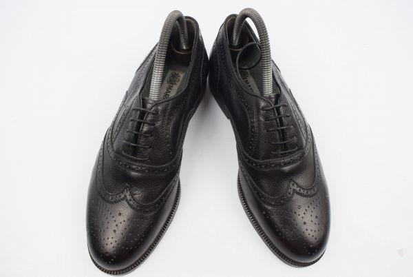 Italy Mario Fagni Leather Wingtip 24.5 Black Grain Full Brogue(USED)