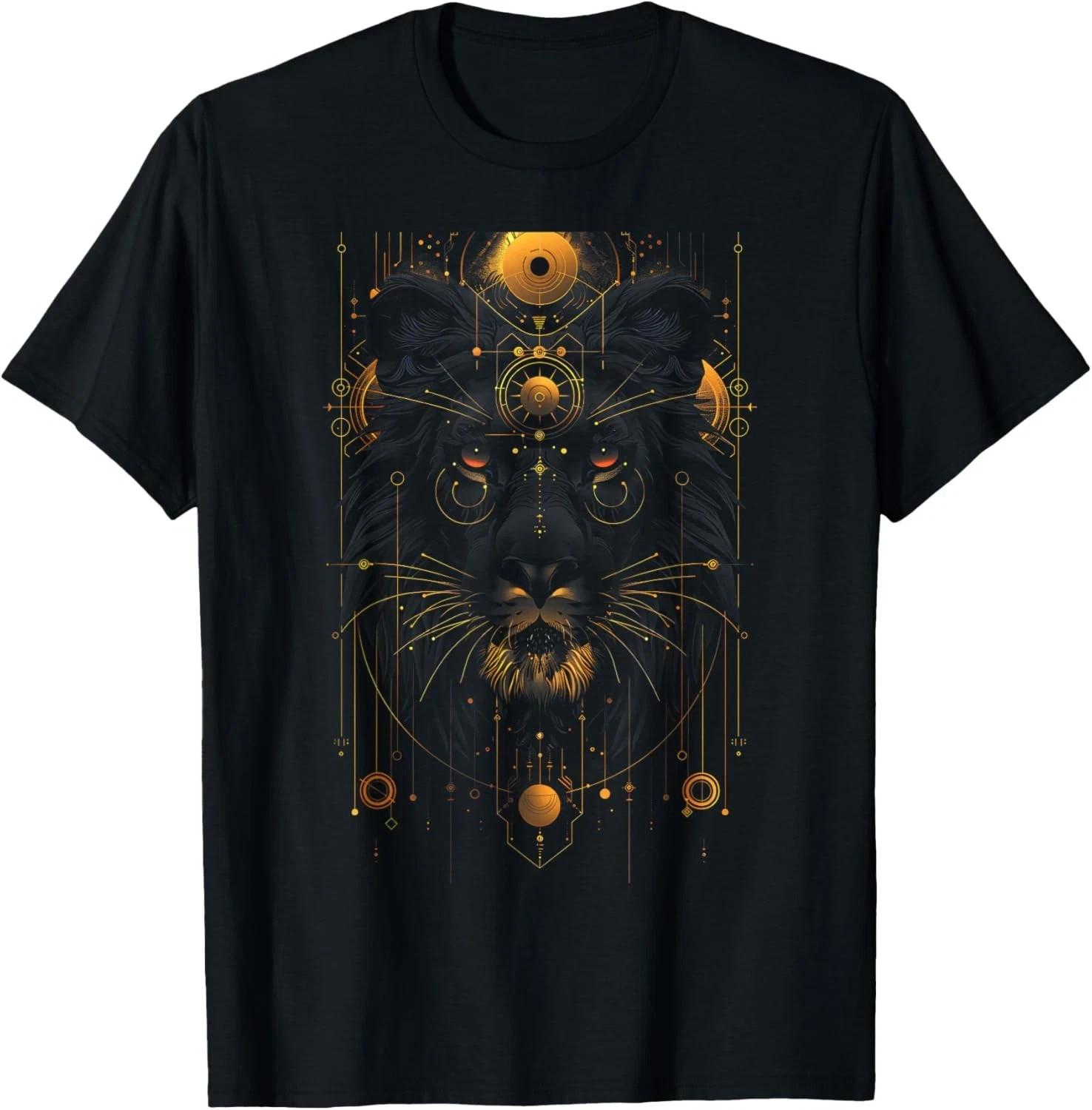 Gold Black Lion T-Shirt | Funny Animal Graphic Tee for Men & Women S разноцветный