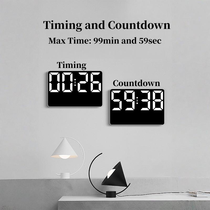 Large Digital Wall Clock TEMP Humidity Week Comfort Level 2 Alarm Snooze Table Clock 12/24H Count-up Countdown LED Clock