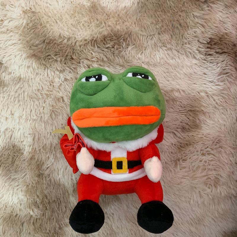 

23cm Christmas Sad Frog Plush Toy Stuffed Pillow Doll Animal Pepe The Sad Frog Plush Doll Holiday Xmas GIfts for Girls Boys 23cm