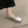 Silver Mary Jane Women's Shoes 2025 New Summer French Single Shoes Flat Bottom Beautiful with Skirt Ballet Small Leather Shoes