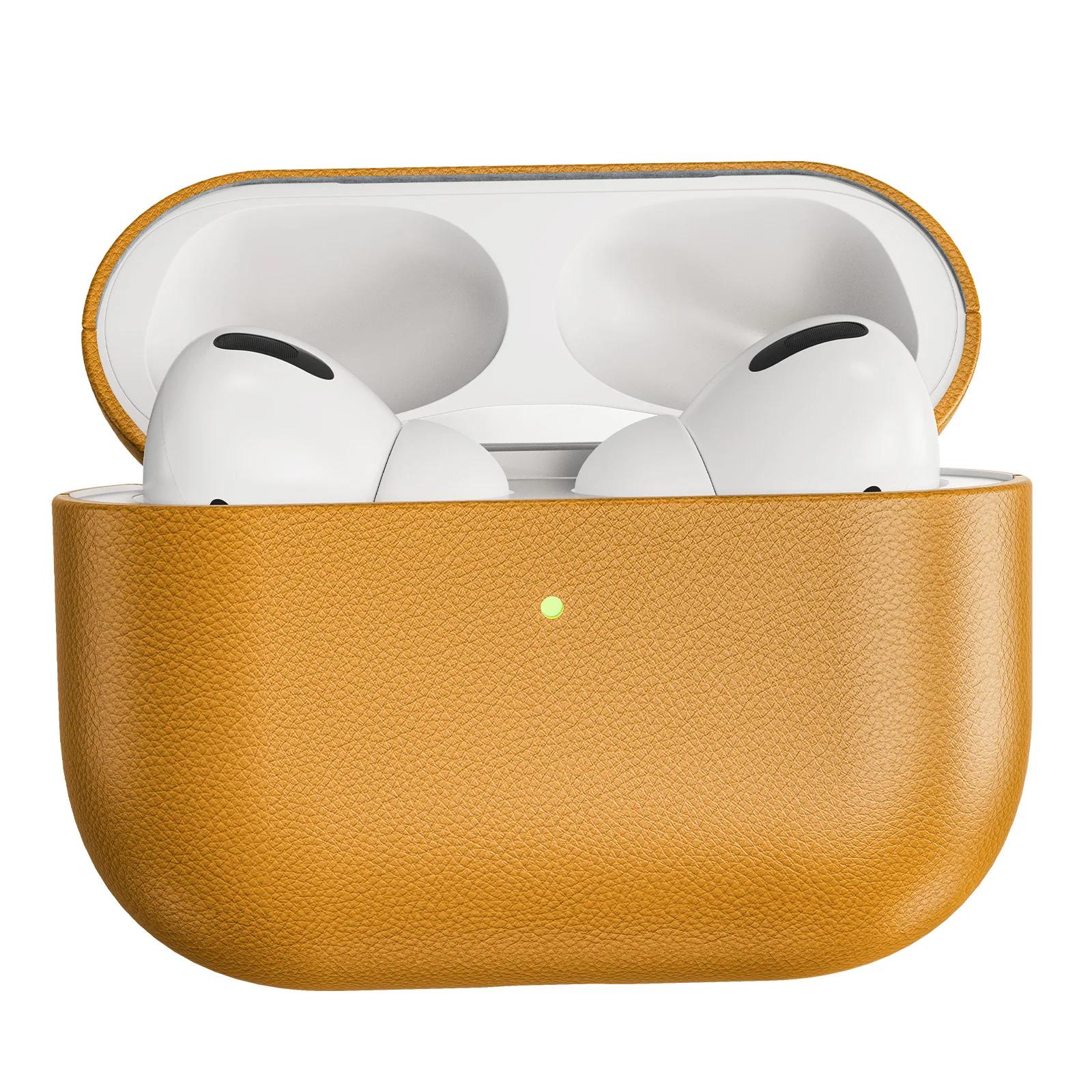 

Eary for Apple AirPods Pro 3rd Gen Case Cover With Genuine Leather Protective Sleeve With Keychain Shockproof for Women & Men жовтий