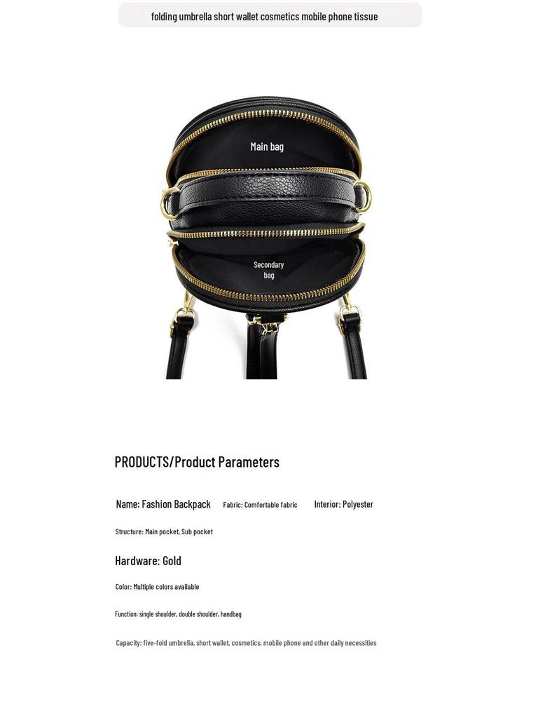 2023 Trendy Korean Style Small Backpack: Simple, Versatile Round Women's Shoulder & Crossbody Bag