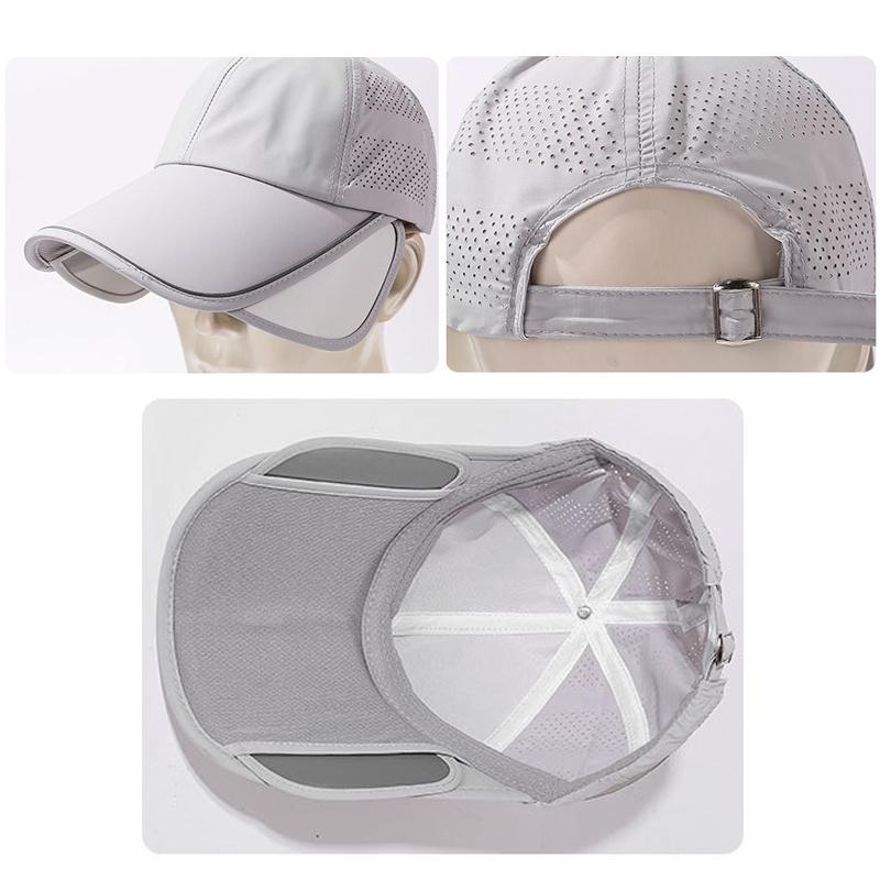 Long Wide Brim Sunscreen Baseball Cap Women's Summer Thin Quick-Drying Retractable Shade Cap