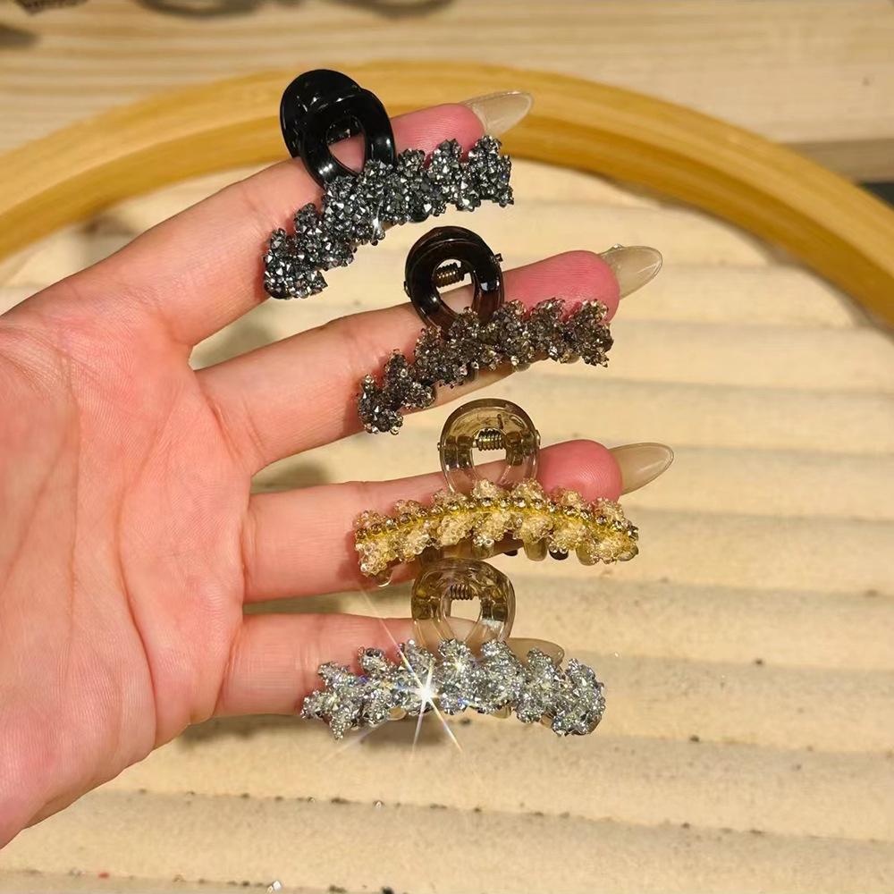 Für Starken Halt Dutt Damen Mädchen Täglicher Gebrauch Kopfschmuck Strass Blattform Haarspange Kleine Größe Kristall Weizen Hai Kiefer Klemme