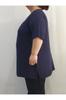 Women's Style Big Size T-Shirt Navy Blue Combed Cotton Viscose T-Shirt With Gathered Collar