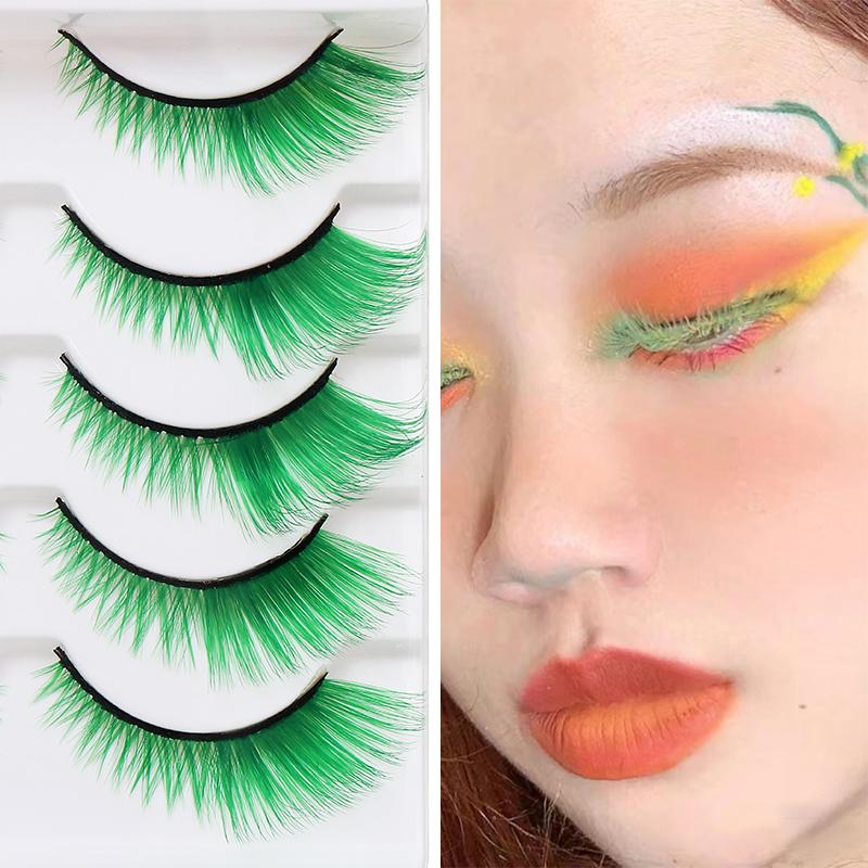 Bunte gefälschte Wimpern Halloween Make-up-Produkte Blau Rot Rosa falsche Wimpern Verlängerung farbige Wimpern Augen Make-up Cosplay