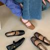 BULVJI Cloth Season, Retro and Gentle~ Retro Square Head Mary Jane Shoes with Inner Height Increase Single Shoes for Women