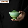 130ml Gradient Ramp Emerald Green Flower Mouth Gaiwan Retro Tea Tureen Tea Bowl With Lid Kit Tea Making Cover Bowl Cha Supplies