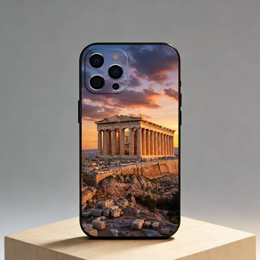 World Famous Landmarks Phone Case For iPhone17,16,15,14,13,12 Plus,Max Soft Silicone Black Cover iPhone16pro