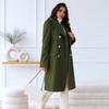 Winter Coat Women Double Breasted Overcoat Thermal Long Sleeves Loose Fit Turn Down Collar Pockets Pure Color Commuting Dating