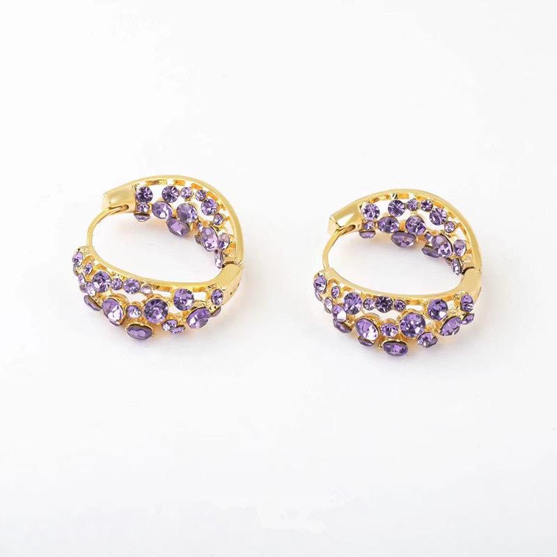 2024 Trendy Purple Rhinestone Hoop Earrings - Elegant, Versatile, and Exquisitely Designed