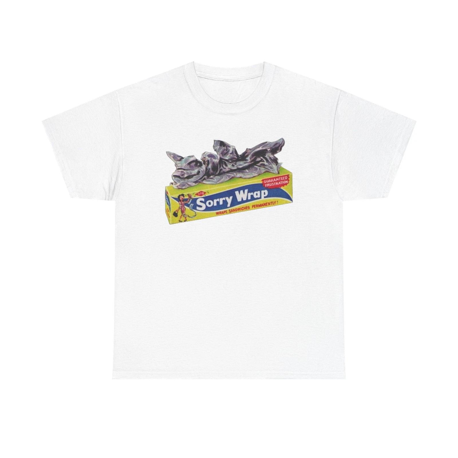 

Wacky Packages Sorry Wrap Printed T shirt Funny SARAN Plastic Wrap Parody 4XL