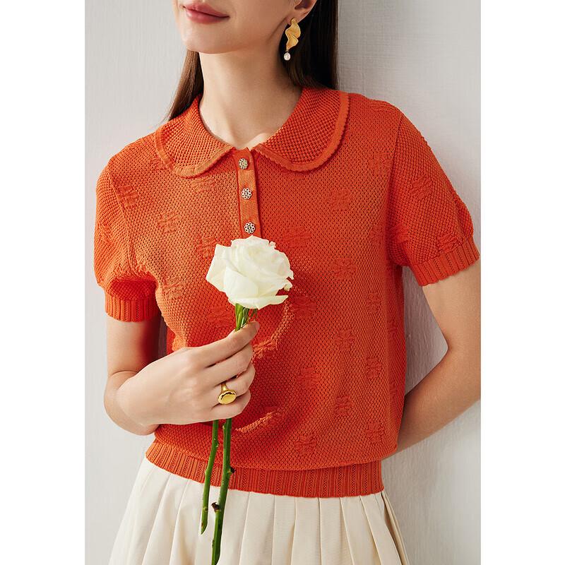 Zhaojun Women's Silk Blend Peter Pan Collar Knit Top