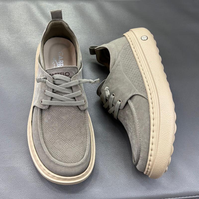 Men's Lace-up Canvas Sports Shoes Summer Mesh Breathable Platform Soft Sneakers for Men Anti-Slip Lightweight Casual Footwear