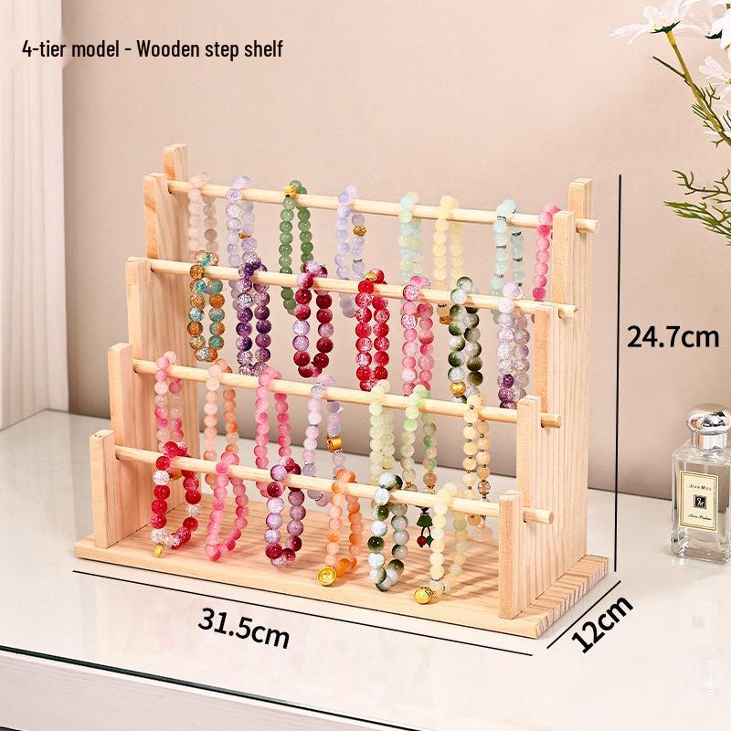 Solid Wood Bracelet Display Stand for Buddhist Beads, Jewelry, Hair Ties, and Headbands