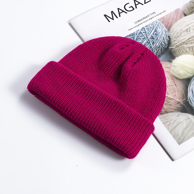 New Knitted Hat White Wine Black Navy Red Warm Short Women Mens Girls Thick Cap Woolen Beanie Hat