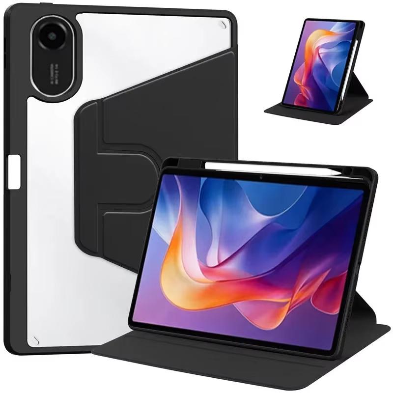 360 Rotating Smart Case For Redmi Pad SE 11 2 11 Acrylic PU Leather Cover Xiaomi Mipad 6 5 11 7 PRO 11.2 12.5 6s 12.4 Max 12.1
