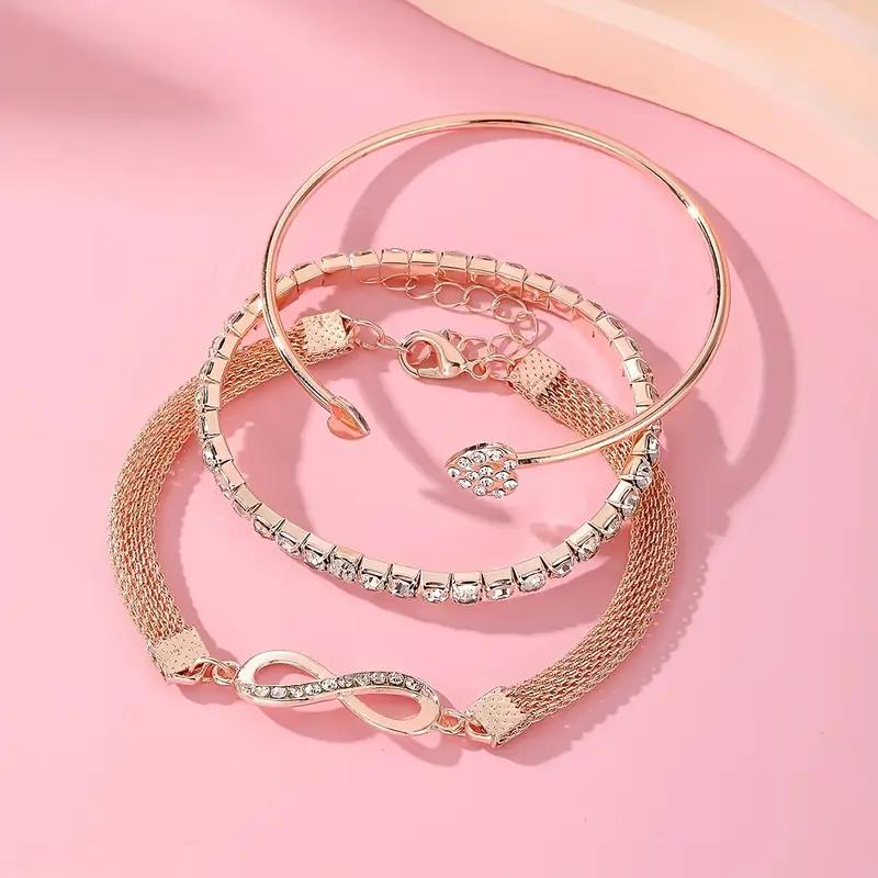 3 stuks/Set Vintage Kristal Strass Hart Armbanden voor Vrouwen Mode Geometrisch Verstelbaar Oneindigheid Manchet Armband Sieraden Cadeaus