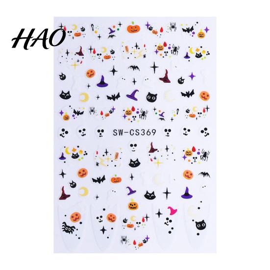 Decorative Nails Stickers Halloween Nail Art Stickers, Cartoon Pumpkin Ghost Bat Decals for Easy Application Manicure Accessories Decorations,